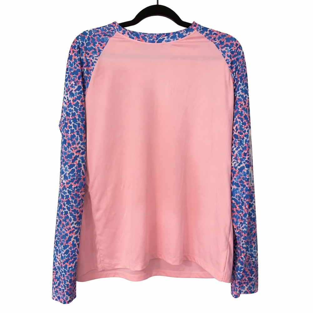Columbia PFG Omni Shade Sun Shirt XL Pink Blue Leopard